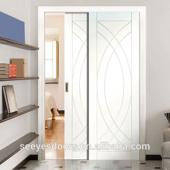 Wood Core Sliding Hanging White Barn Door