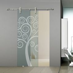 tempered glass hanging door