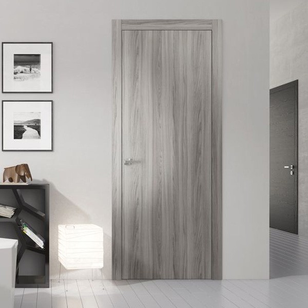 Interior Grey Color Wooden Door For Bedroom