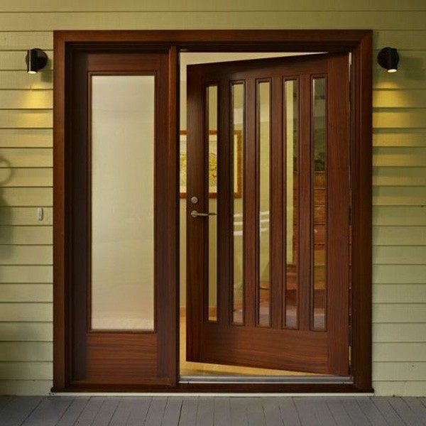 Metal Frame Wooden Front Entry Door Designs