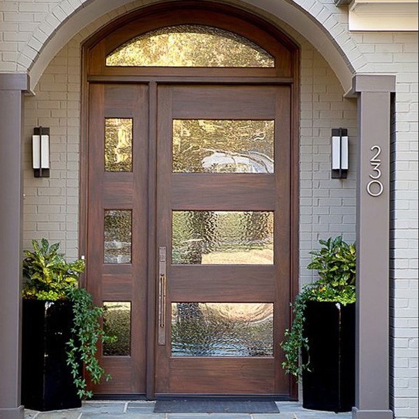 Customized Modern Composite Wood Entry Front Door Nepal  with Glass