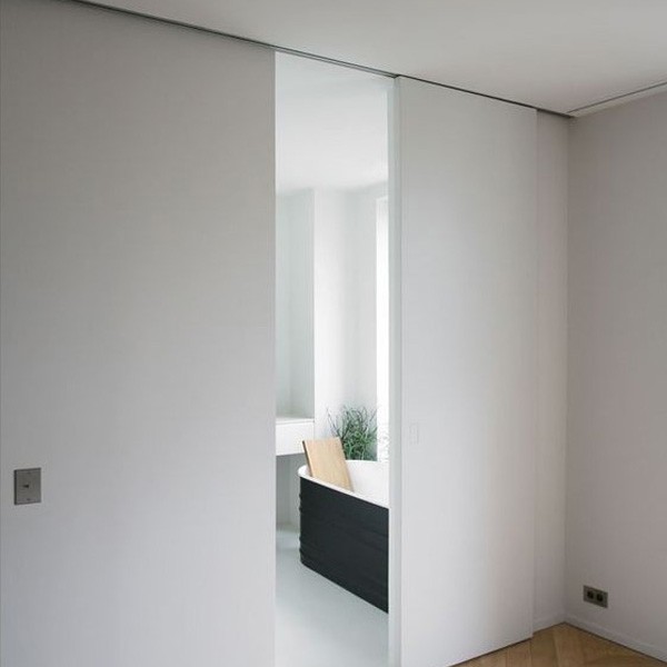 Sliding Wood White Hanging Bathroom Door