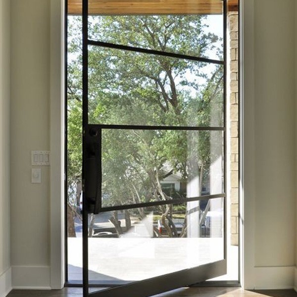 Industrial Simple 180mm Aluminum Frame Laminted Glass Pivot Door Nepal