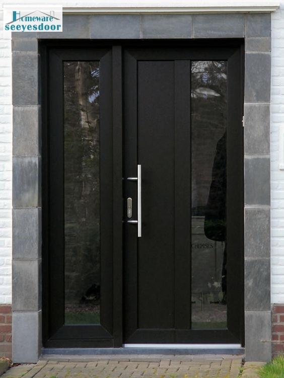 Best prices aluminum panel black glass front entrance door